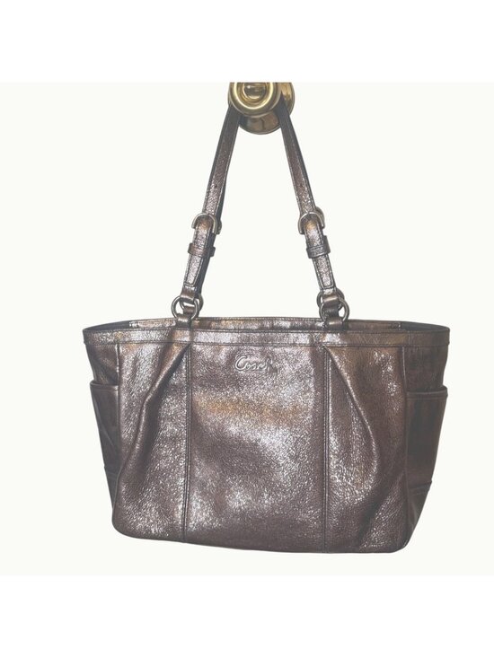 Coach Handbags - Coach Bronze Metallic Leather 2011 East West Tote Satchel F17721